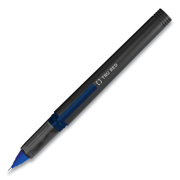 TRU RED™ Roller Ball Pen, Stick, Fine 0.5 Mm Needle Tip, Blue Ink, Black Barrel, Dozen freeshipping - TVN Wholesale